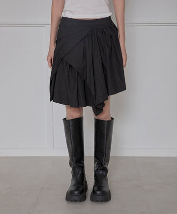 Asymmetrical Draped Layered Skirt
